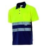 Polo M.Corta Bicolor Azul marino-Amarillo flúor