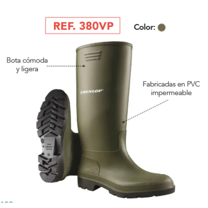 bota de trabajo para contacto con agua dunlop verde económica envío rápido