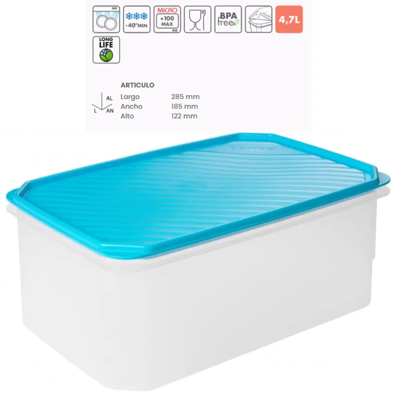 fiambrera hermética tatay taper azul rectangular 4,7 ltrs. conserva alimentos envío rápido comprar a precio barato