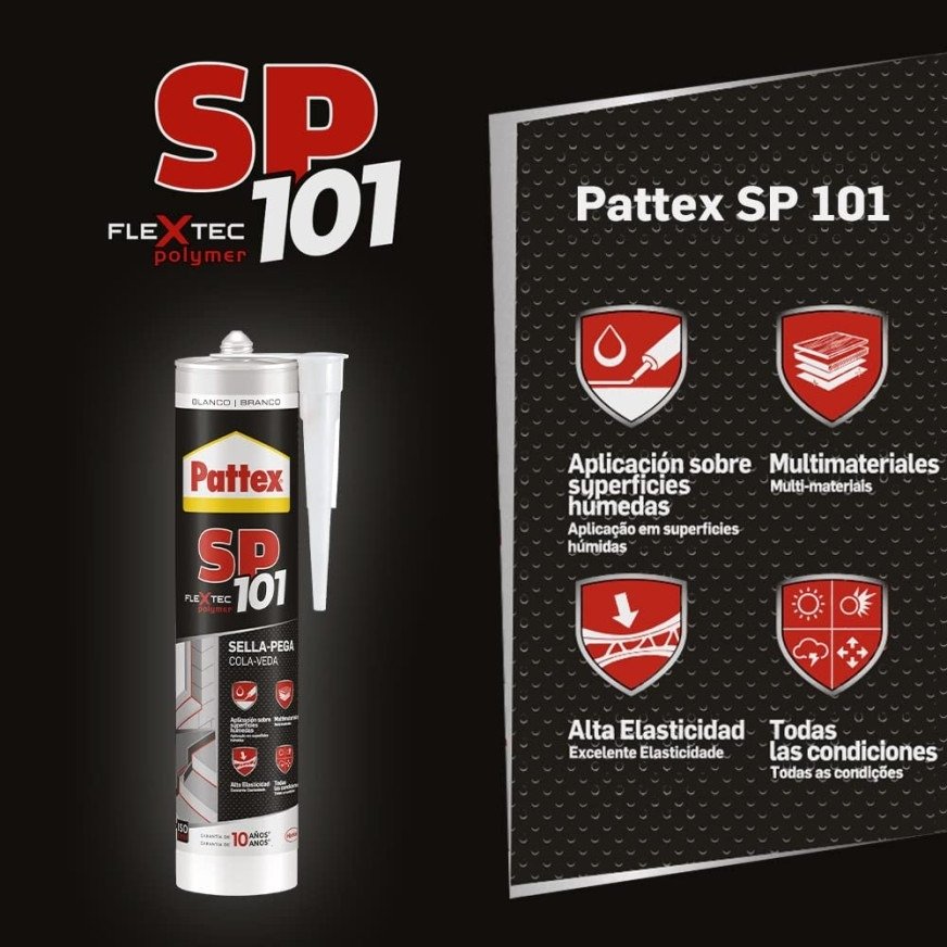Sigillante Pattex SP 101 Original - Elastico, Antimuffa, Verniciabile, Cartuccia 280 Ml Bianco
