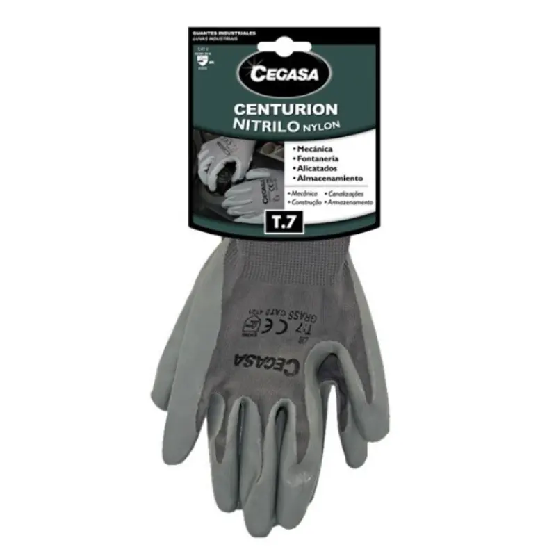 Cegasa Guanti Centurion In Nitrile E Nylon – Taglia Grande (T9) – 1 Paio, Antiscivolo, Per Lavori Meccanici