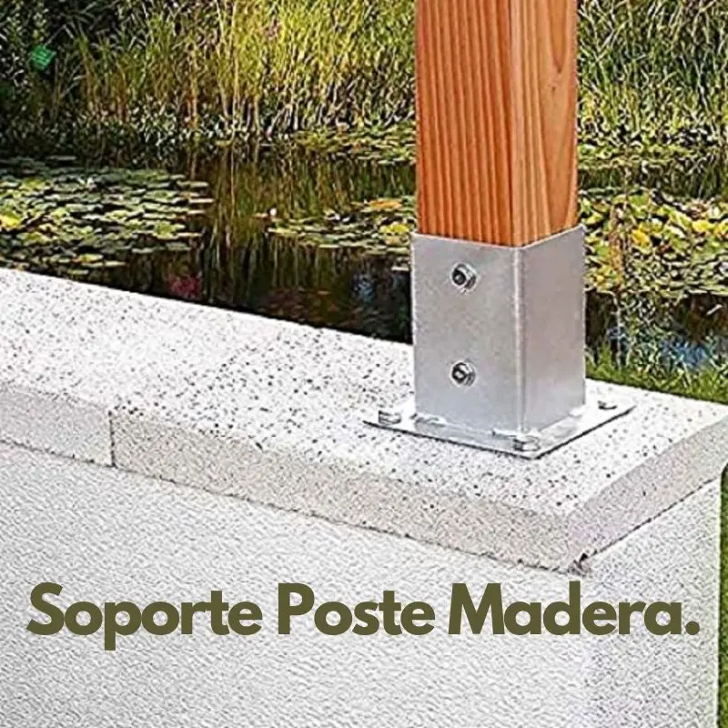 Soporte de Acero para Poste de Madera anclado en Hormigón para Pérgola