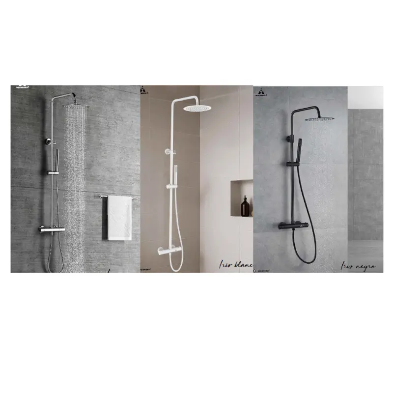 Columna Termostática Ducha Iris Negra Blanca Cromo Columna Termostática Ducha Iris Negra Blanca Cromo