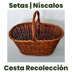 cesta recolección setas niscalos flores mimbre artesanal