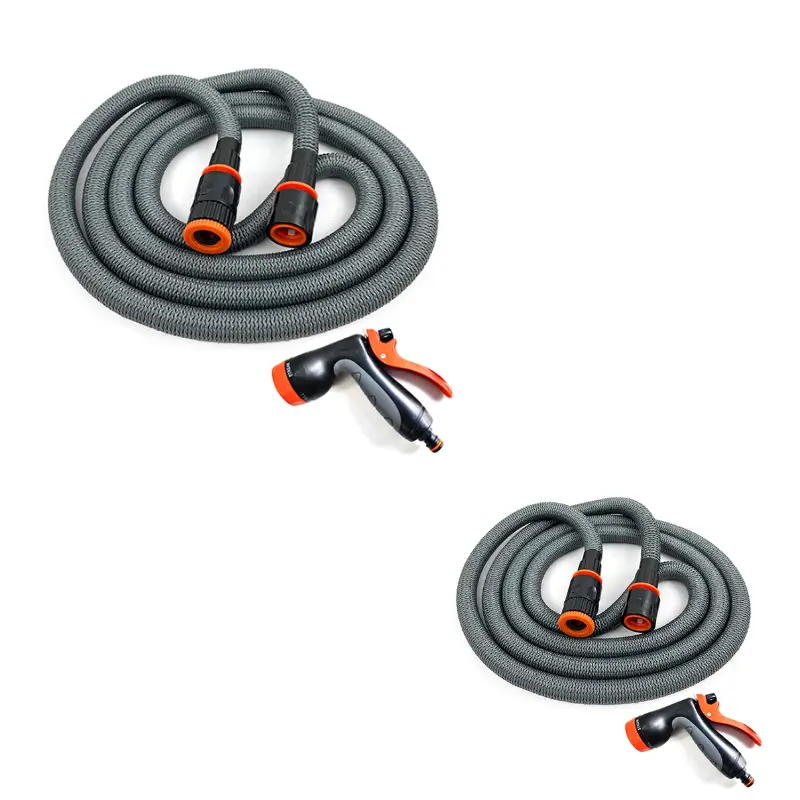 manguera de riego flexible extensible 7 ml. gris alta resistencia con grifo 7 posiciones envío rápido a precio barato