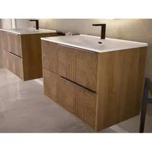 mueble para baño reel de 80 cm 2 cajones suspendido Nofer materialesmanuelmartin oferta