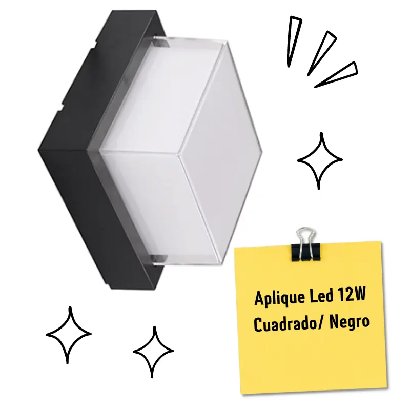 aplique para pared cuadrado negro 12w salones pasillos entradas habitaciones recibidor envío rápido compra a precio barato