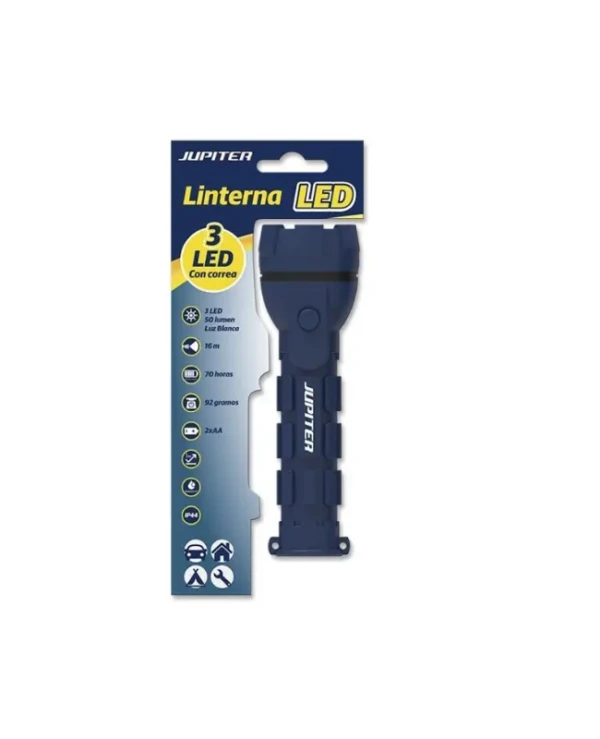 Linterna Jupiter de 3 Led de goma resistente al agua y a los golpes, altas luminosidad, envío rápido precio barato
