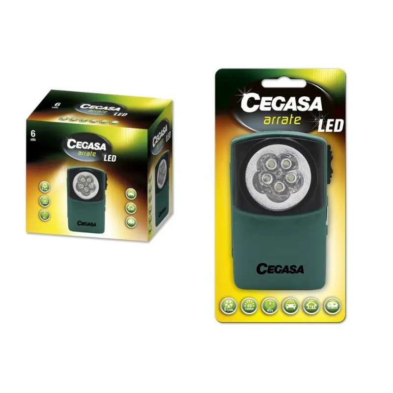 Linterna de Led Cegasa Arrate de petaca con 5 led, color verde, altas luminosidad hogar, casa, camping, color verde, envío rápido precio barato