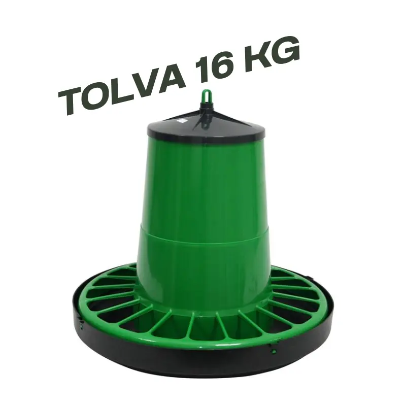 comedero de gran capacidad para gallinas, tolva de plastico para aves de corral colgante, comedero anti desperdicio gallinas 16kg